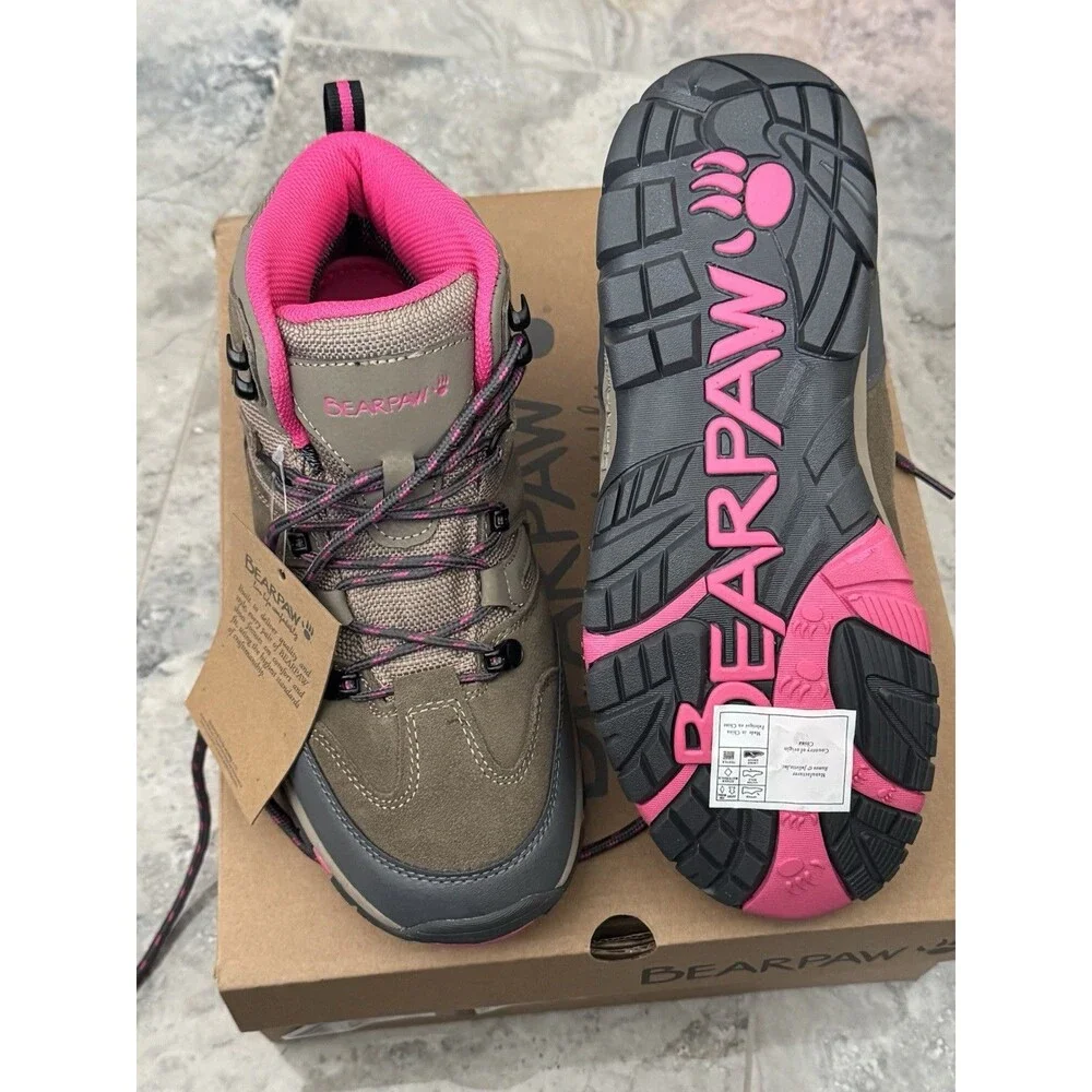 Bearpaw Corsica Women's Hiking Boots Waterproof Taupe Brown Pink Size 9 New NIB